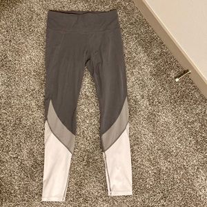 Athleta Gray and white leggings w/ mesh